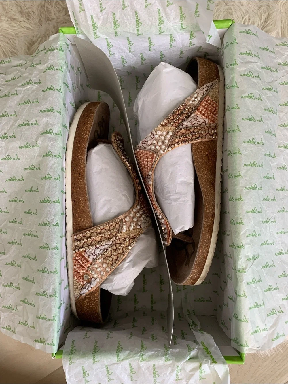 Sam Edelman Olivie Peach Beaded Sandals